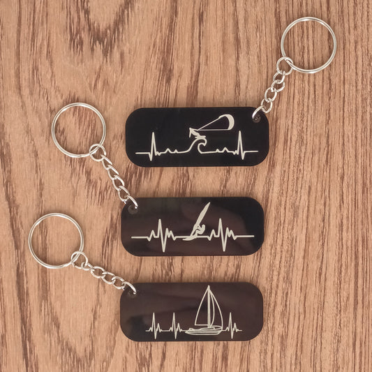 Porte-Clé Acrylique Noir : Battement de Cœur Voile