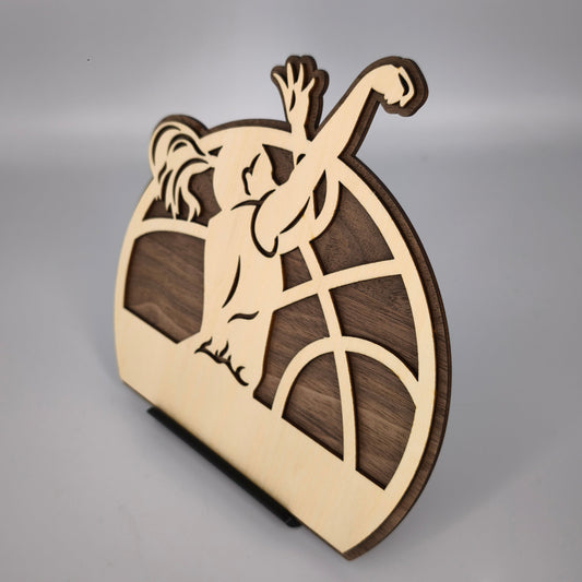 Déco Bois joueuse de Basketball Personnalisable