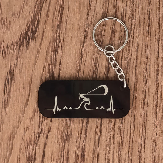 Porte-Clé Acrylique Noir : Battement de Cœur Voile