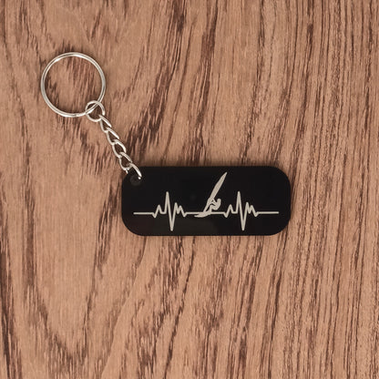 Porte-Clé Acrylique Noir : Battement de Cœur Voile