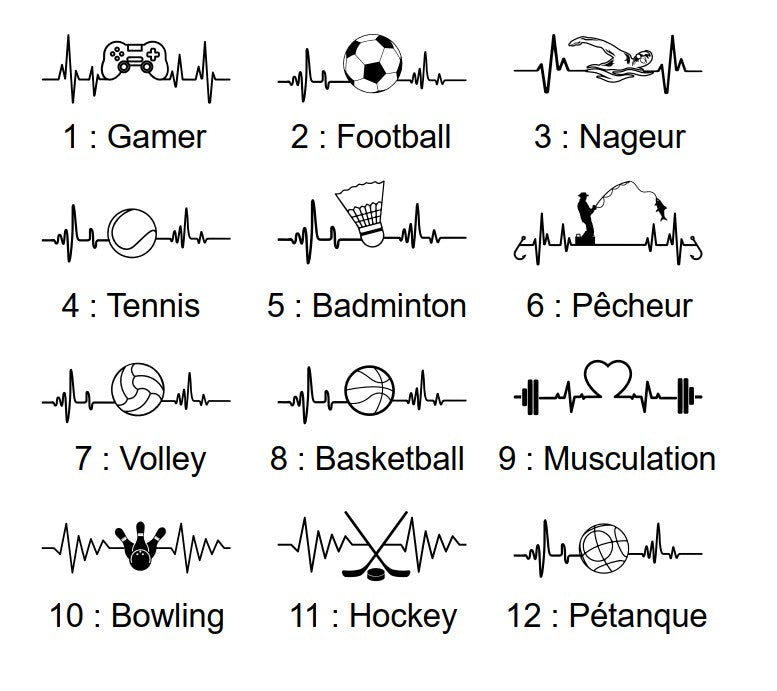 Porte-clé bois et cuir : Battement de Cœur Sport