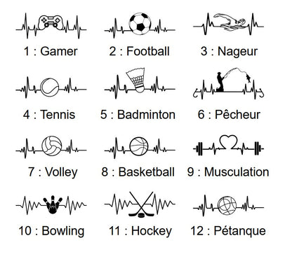 Porte-clé bois et cuir : Battement de Cœur Sport