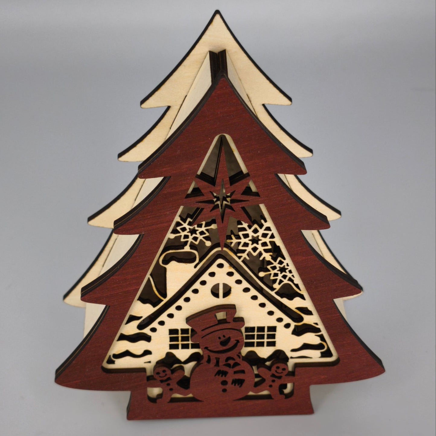 Déco bois Sapin de Noël lumineux