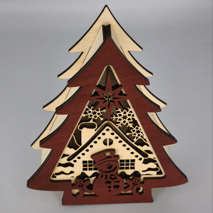 Déco bois Sapin de Noël lumineux