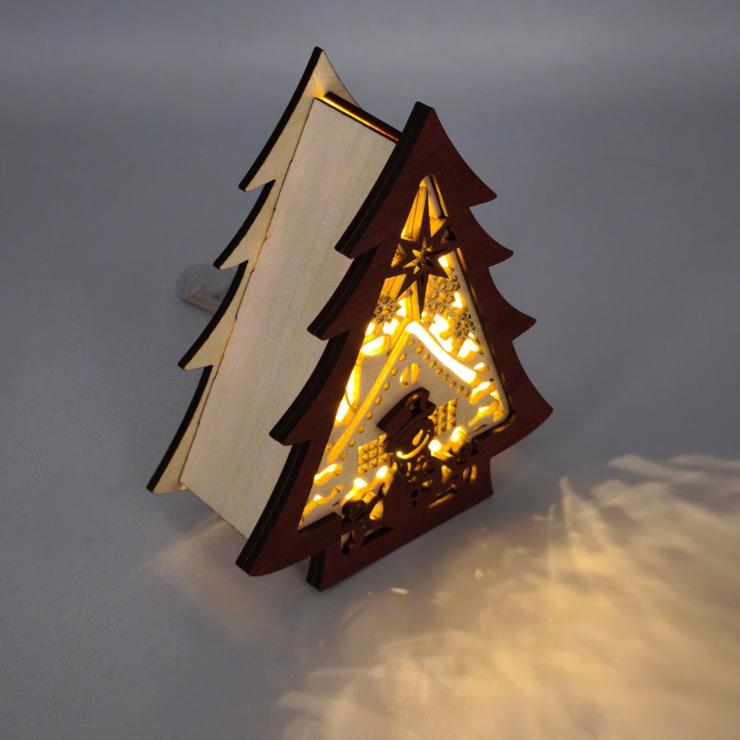 Déco bois Sapin de Noël lumineux