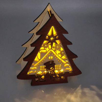 Déco bois Sapin de Noël lumineux